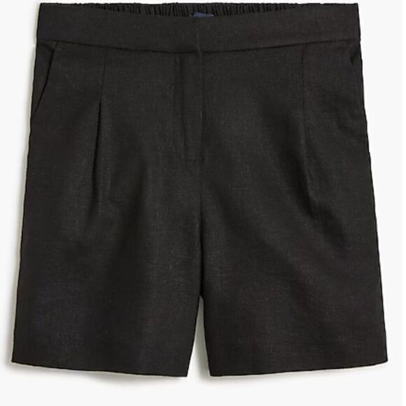 J. Crew Factory Elastic-back linen-blend pleated short in black NWT - Picture 9 of 14